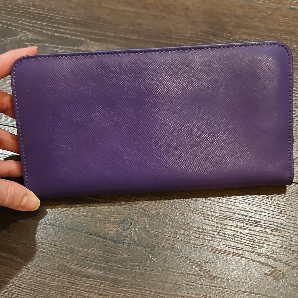 Tory Burch Long Dual Snap Purple Wallet + Chain & Branded Dustbag - Picture 9 of 16